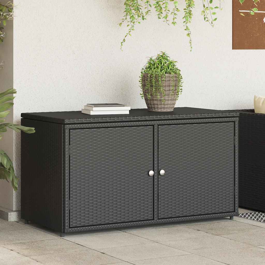 Puutarhan säilytyskaappi musta 110x55x60,5 cm polyrottinki