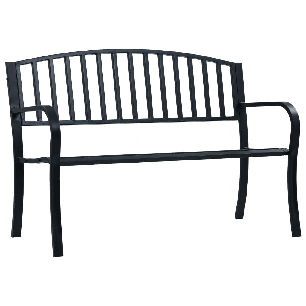 Puutarhapenkki, 125x53x82 cm, musta teräs