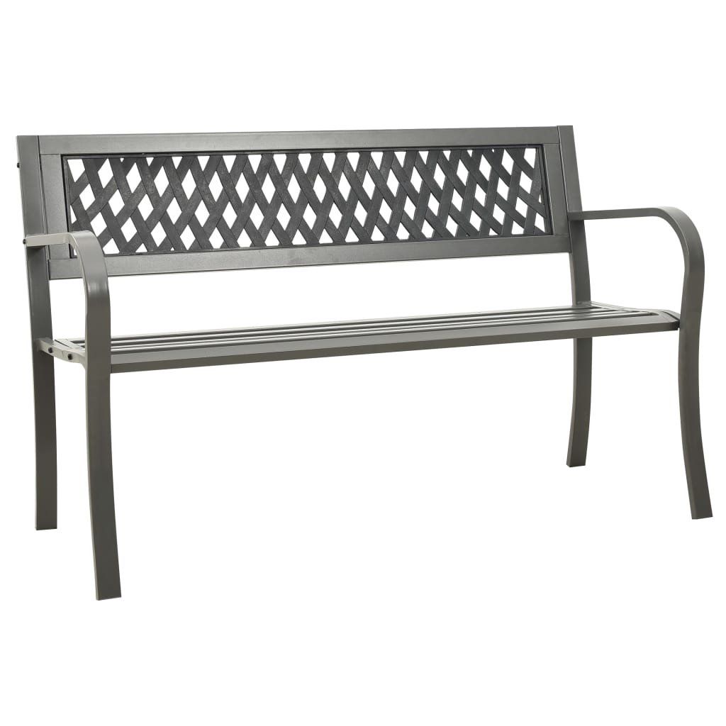 Puutarhapenkki teräs harmaa 125 cm