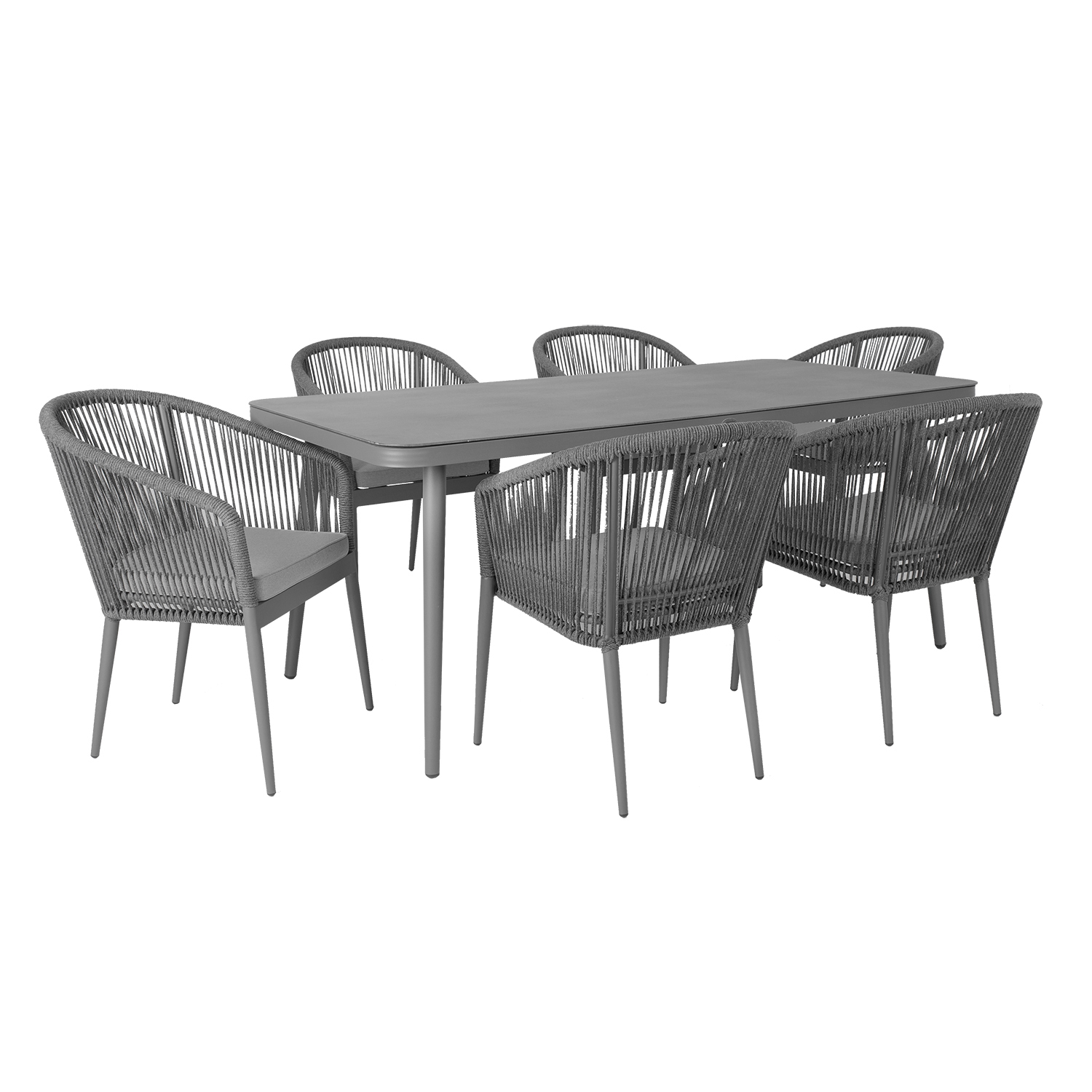 Puutarharyhmä Home4You Ecco, 180x90cm, 6 Tuolia, Harmaa