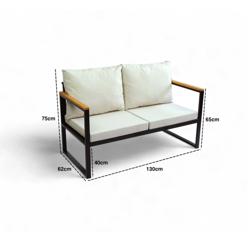 Puutarhasohva Valento Garden CPT5542-130, 130x62x75cm, Pellavaverhoilu, Beige