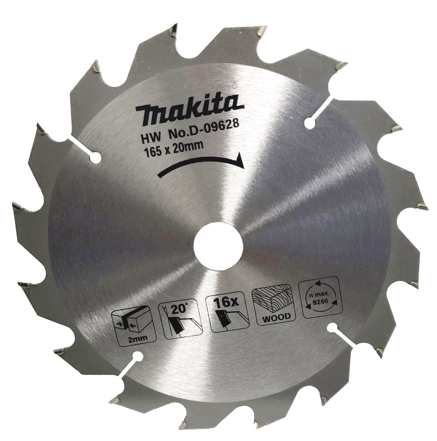 Pyörösahanterä Makita D-09628, Ø165x20x2.0mm, 16T