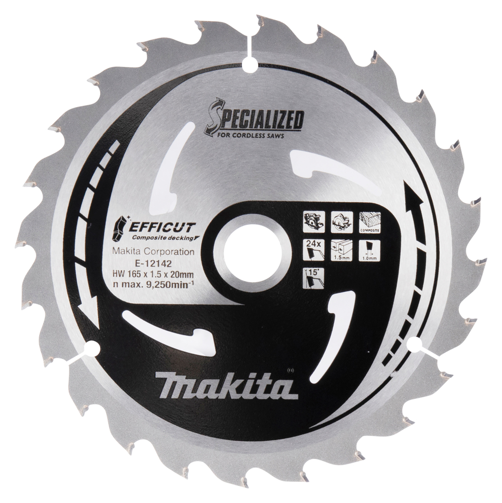 Pyörösahanterä Makita EffiCut E-12142, 165x1.5/20mm, 15°, 24T