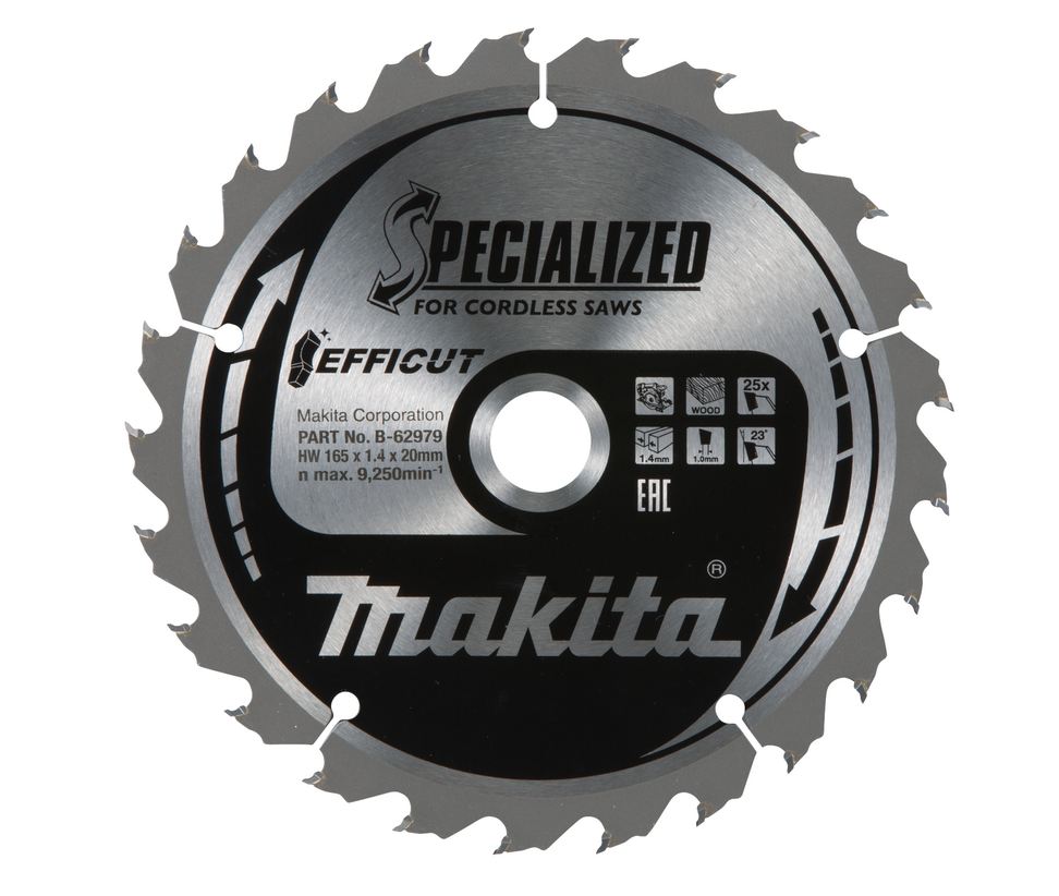 Pyörösahanterä Makita Efficut Specialized B-62979, Ø165x20x1.4mm, 25T