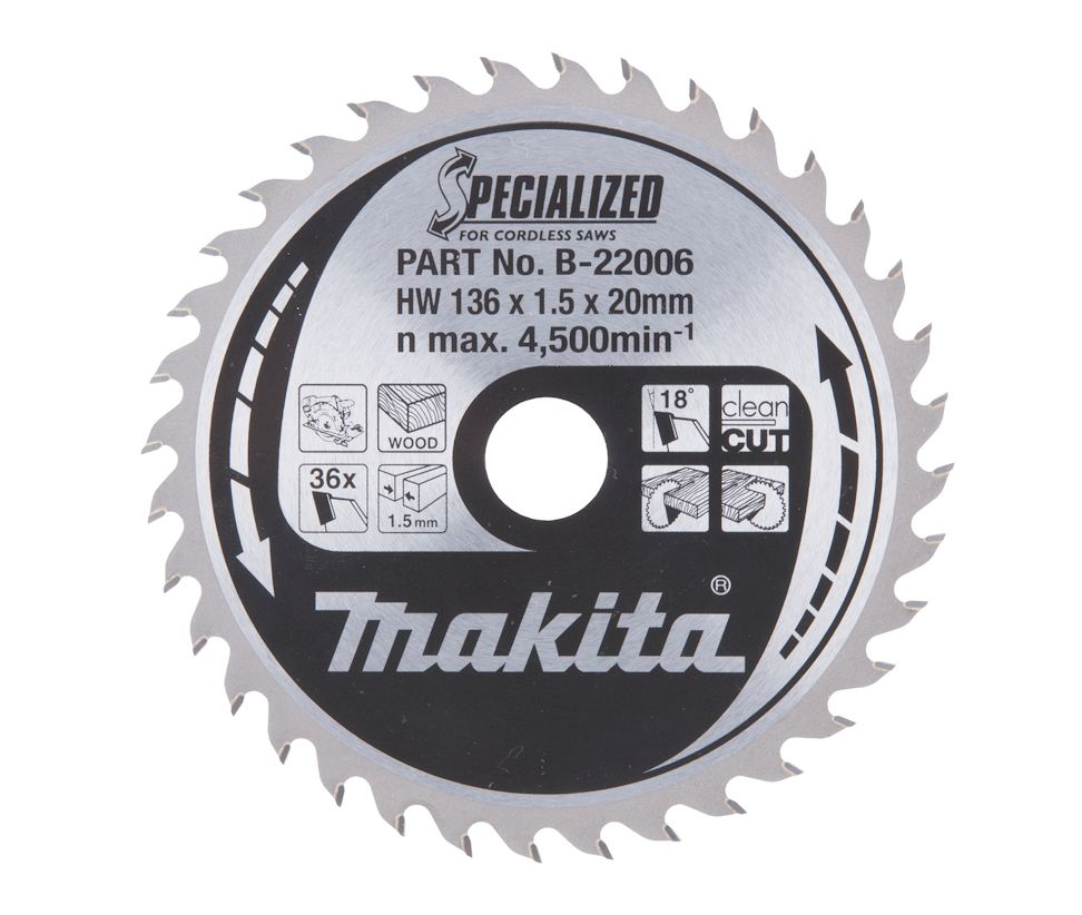 Pyörösahanterä Makita Specialized B-21006, Ø136x20x1.5mm, 36T