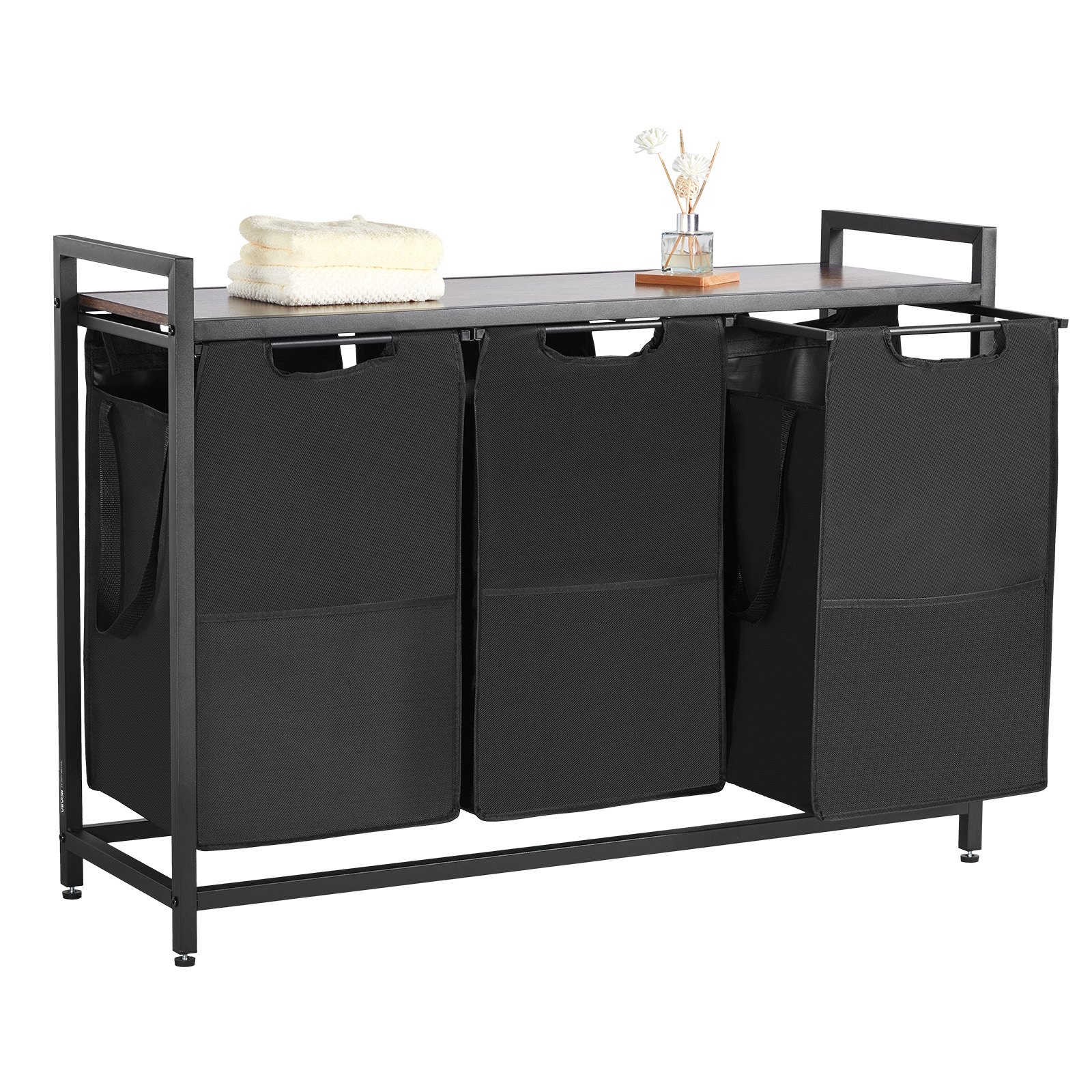 Pyykkikori North Craft XYL02, 980x710 mm, 3-osainen, musta/puisella kannella