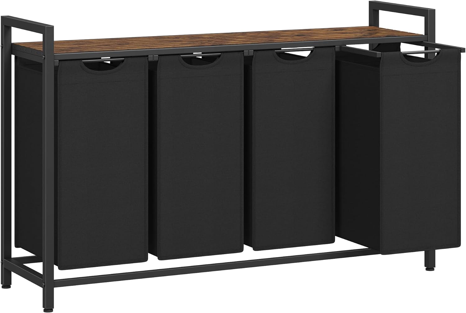 Pyykkikori Vasagle Brenta, 116 x 33 x 72 cm, 4 x 40L, ruskea/musta