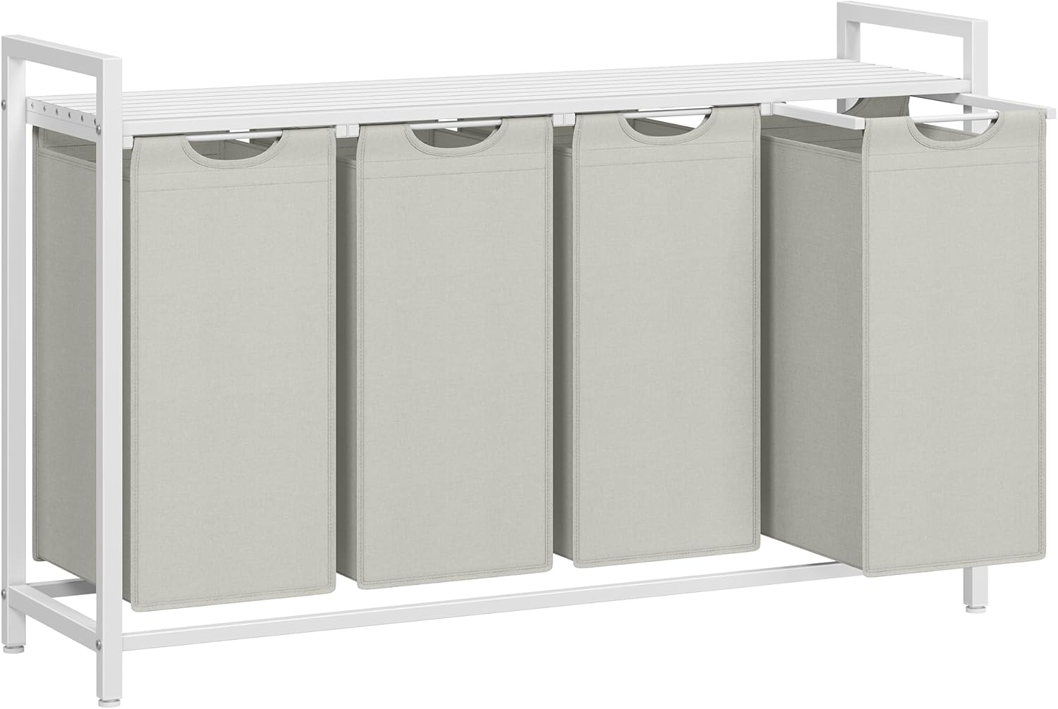 Pyykkikori Vasagle Brenta, 116 x 33 x 72 cm, 4 x 40L, valkoinen