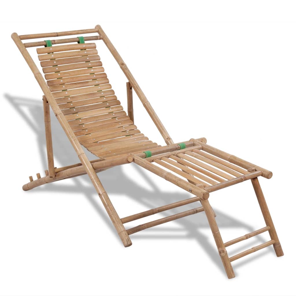 Rantatuoli jalkatuella, 152x59x80 cm, bambu