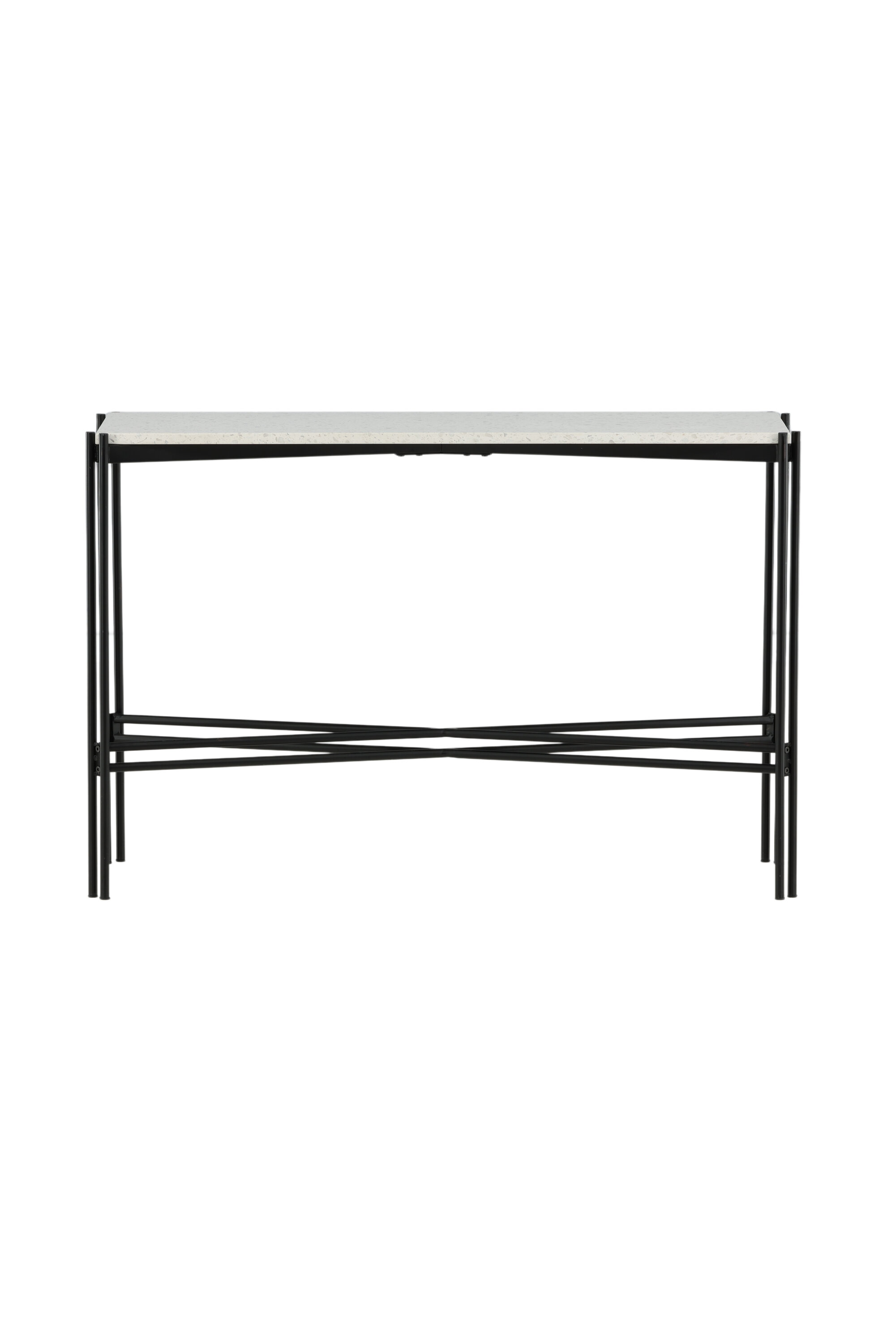 Sivupöytä Venture Home Razzia, 110x30x75 cm, terrazzo/teräs, valkoinen/musta