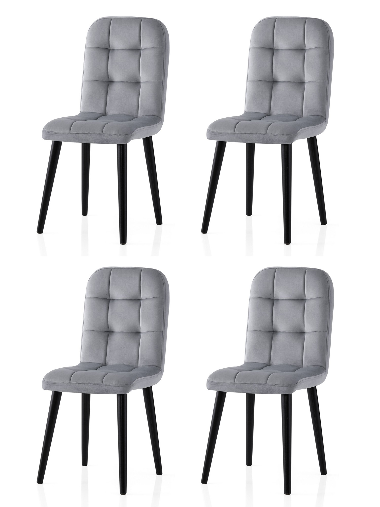 Tuolisetti Valento Furniture Retro - 732 V4, 4kpl, 41x51x88cm, musta/harmaa