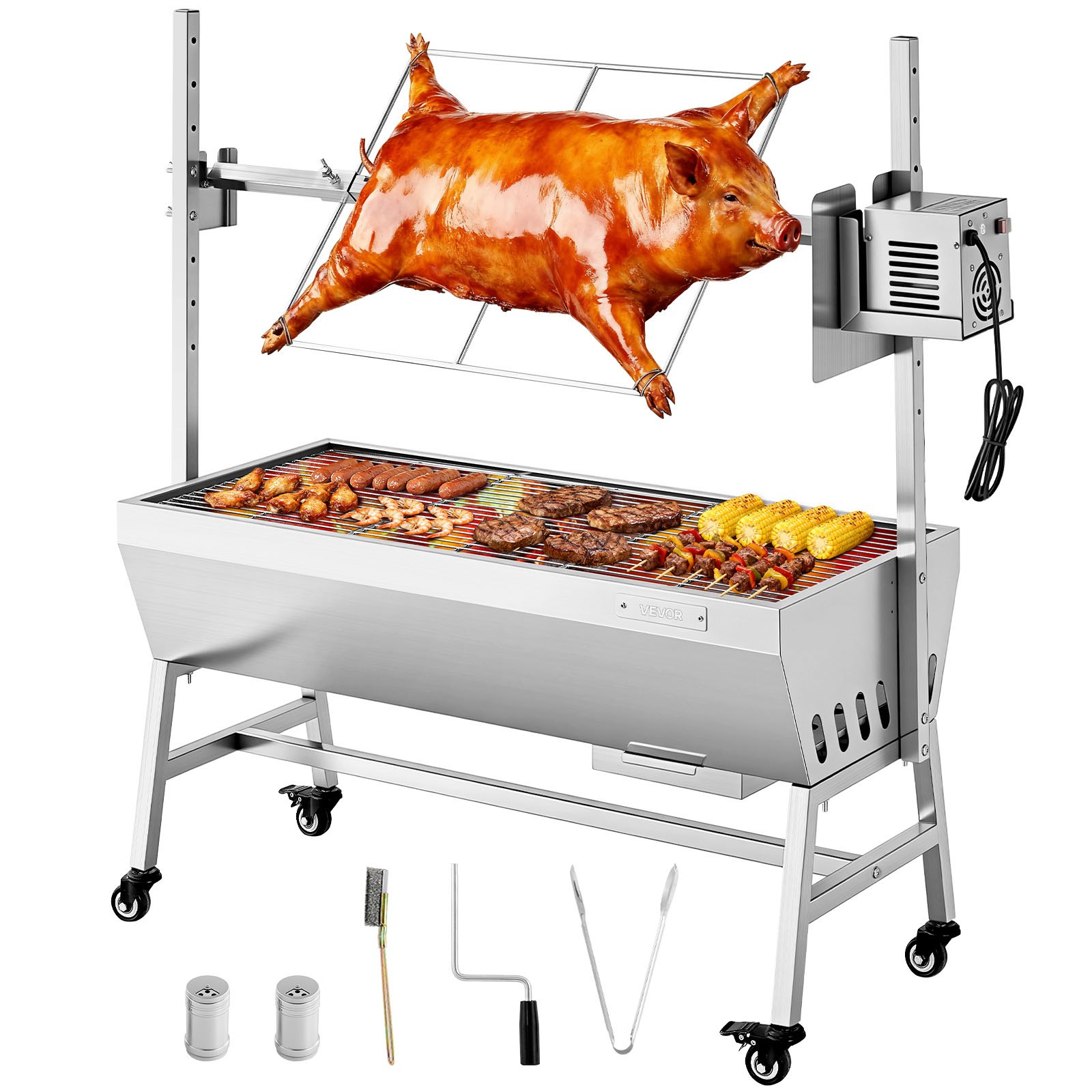 Rotisserie-grilli North Craft TB-37L2, 113,5 cm, 60 kg kapasiteetti, pyörillä, ruostumaton teräs 