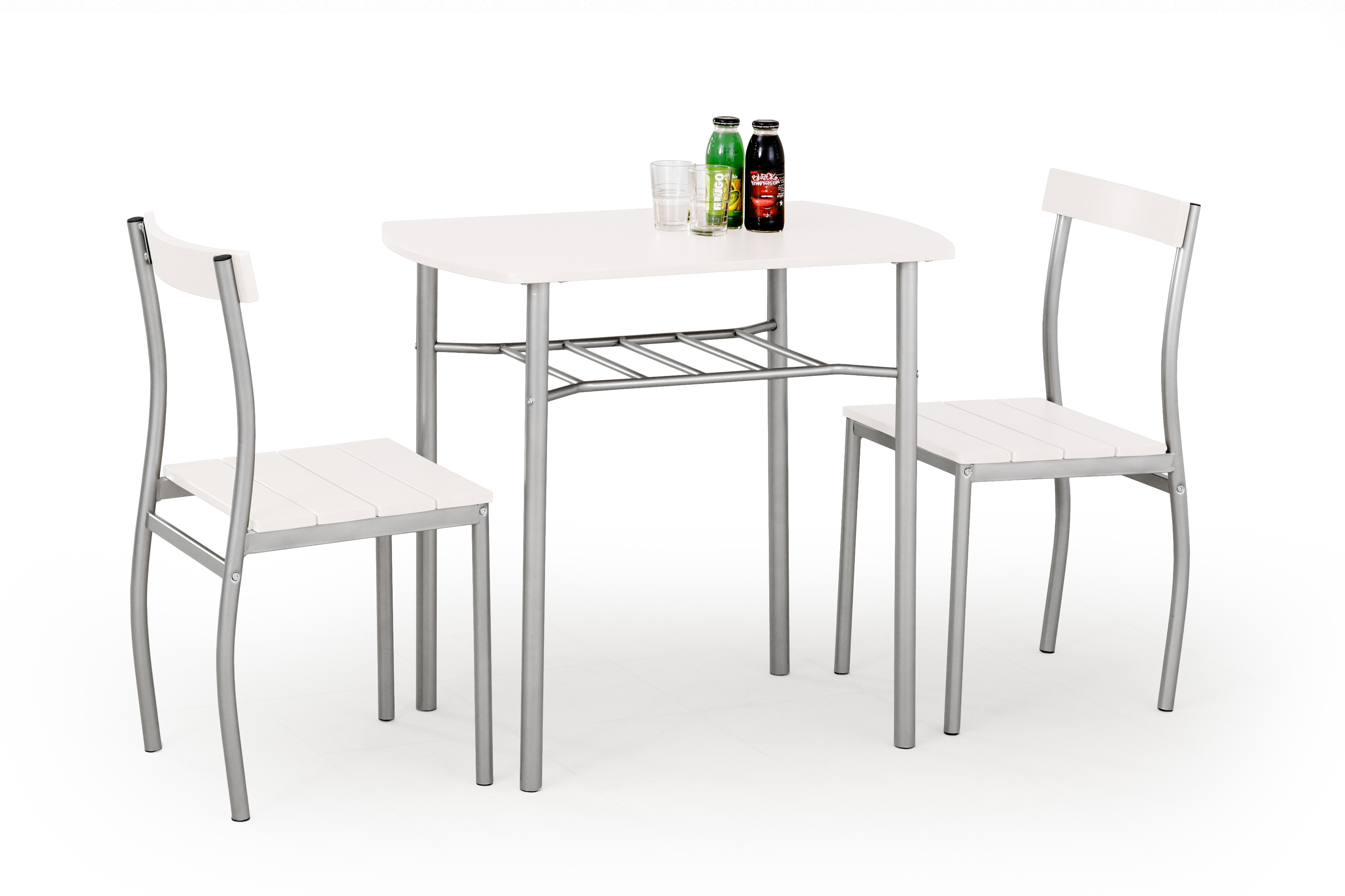 Ruokailuryhmä kahdelle Halmar LANCE, 82x50cm pöytä + 2 tuolia, valkoinen