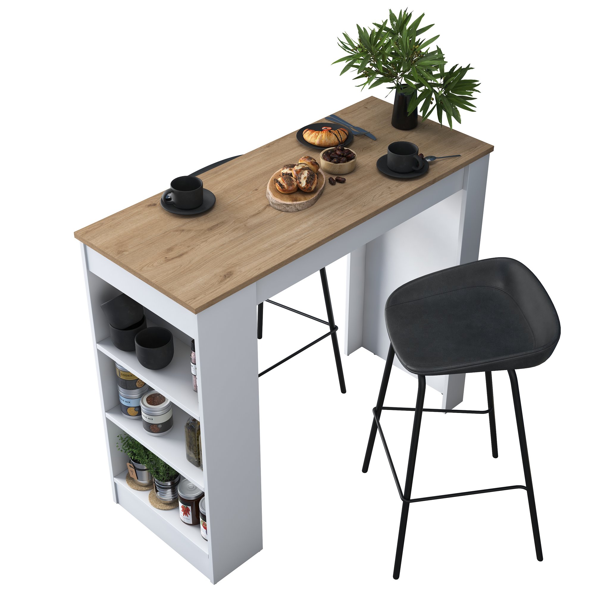 Ruokapöytä Valento Furniture JA103, pähkinäpuu/valkoinen