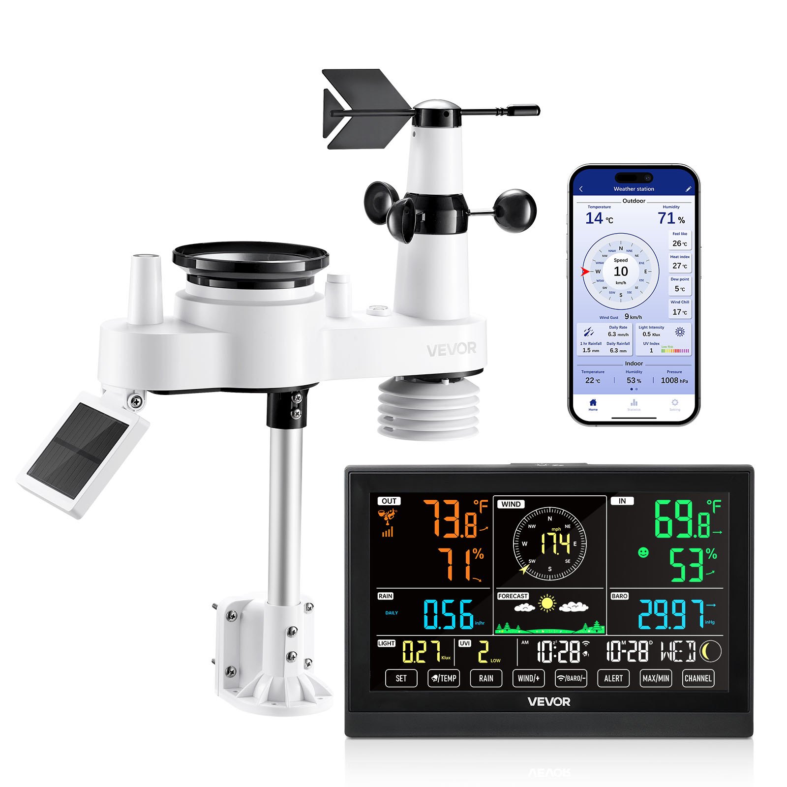 Sääasema North Craft YT60307, 190.5mm VA-näyttö, Wi-Fi, Musta