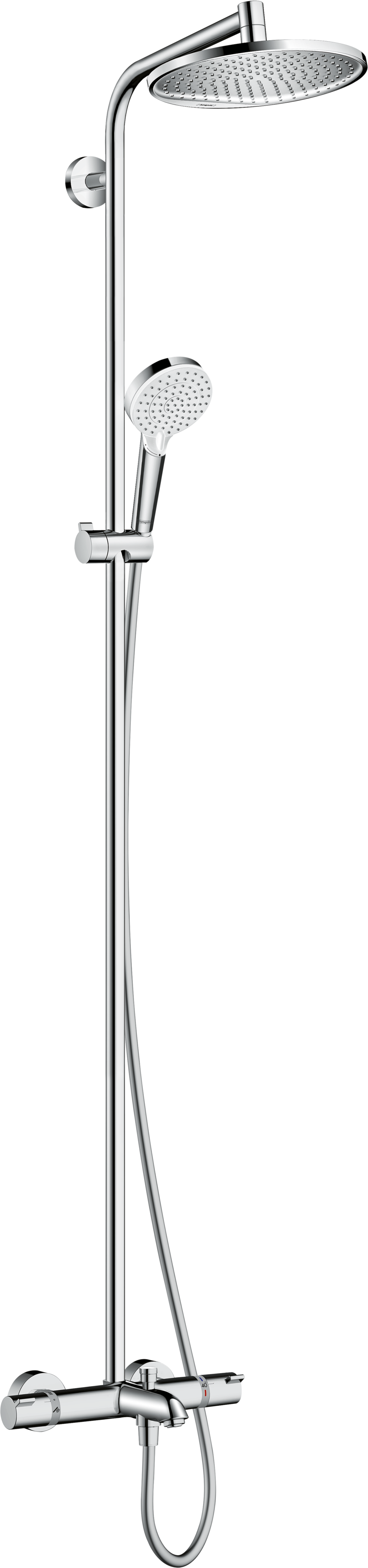 Sadesuihkusetti Hansgrohe Crometta S Showerpipe 240 1jet, termostaattihanalla, juoksuputkella, suihkupää ⌀240mm, kiiltävä kromi
