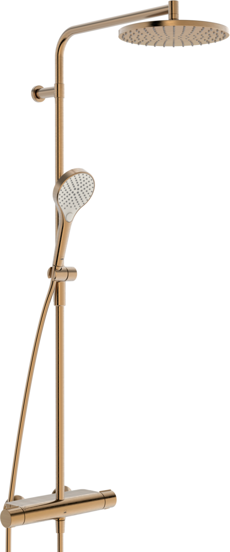 Sadesuihkusetti Oras Optima Style 7192N-81, termostaattihanalla, vettä säästävä, suihkupää ⌀250mm, harjattu pronssi