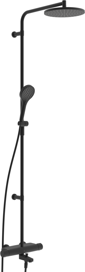 Sadesuihkusetti Oras Optima Style 7193N-33, termostaattihanalla, vettä säästävä, juoksuputkella, matta musta