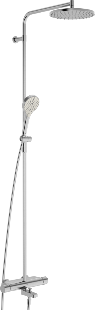 Sadesuihkusetti Oras Optima Style 7193N-80, termostaattihanalla, suihkupää ⌀250mm, vettä säästävä, juoksuputkella, harjattu teräs
