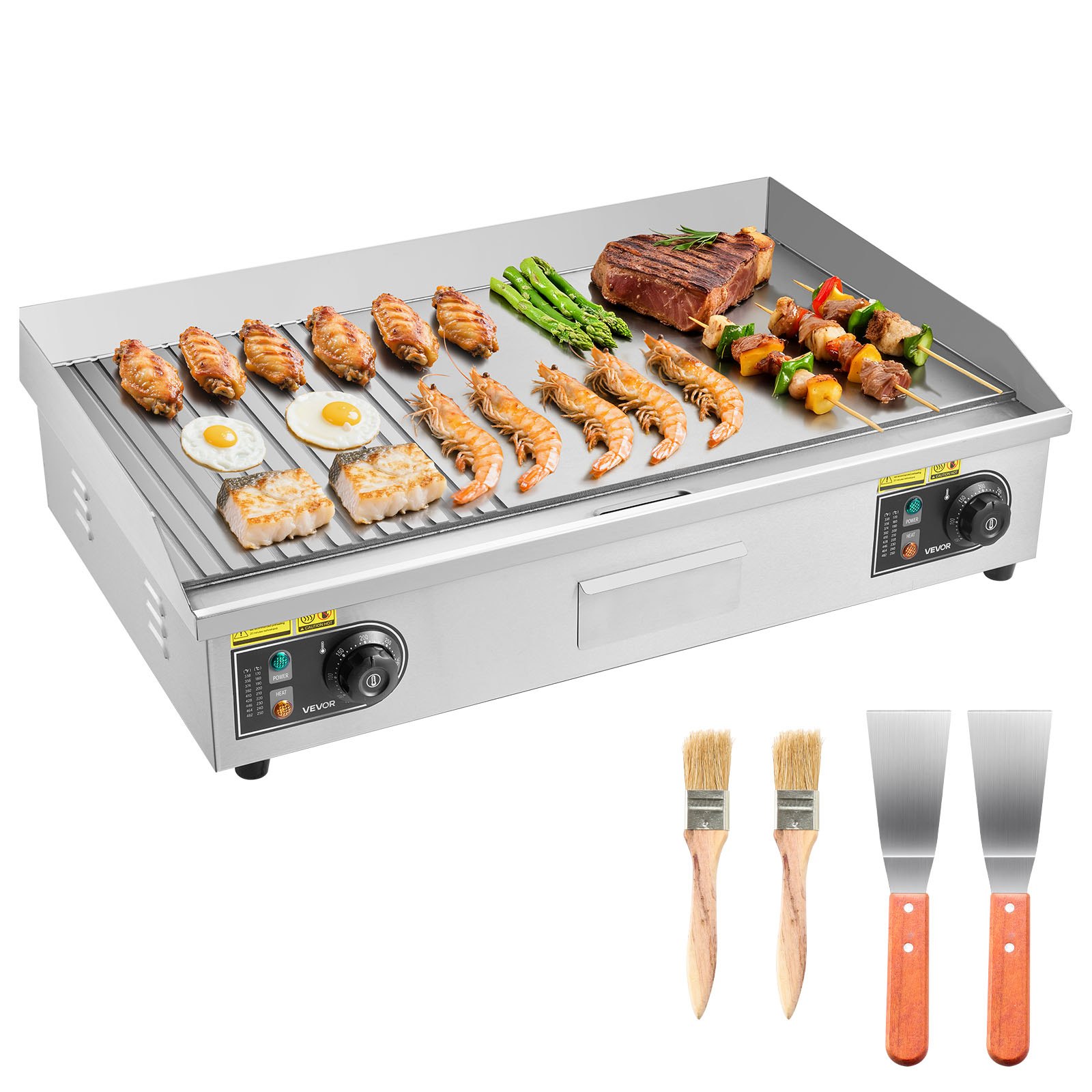 Sähköparila North Craft YS-730-EU, 725x400mm, 4400W, sileä/uritettu paistopinta, ruostumaton teräs