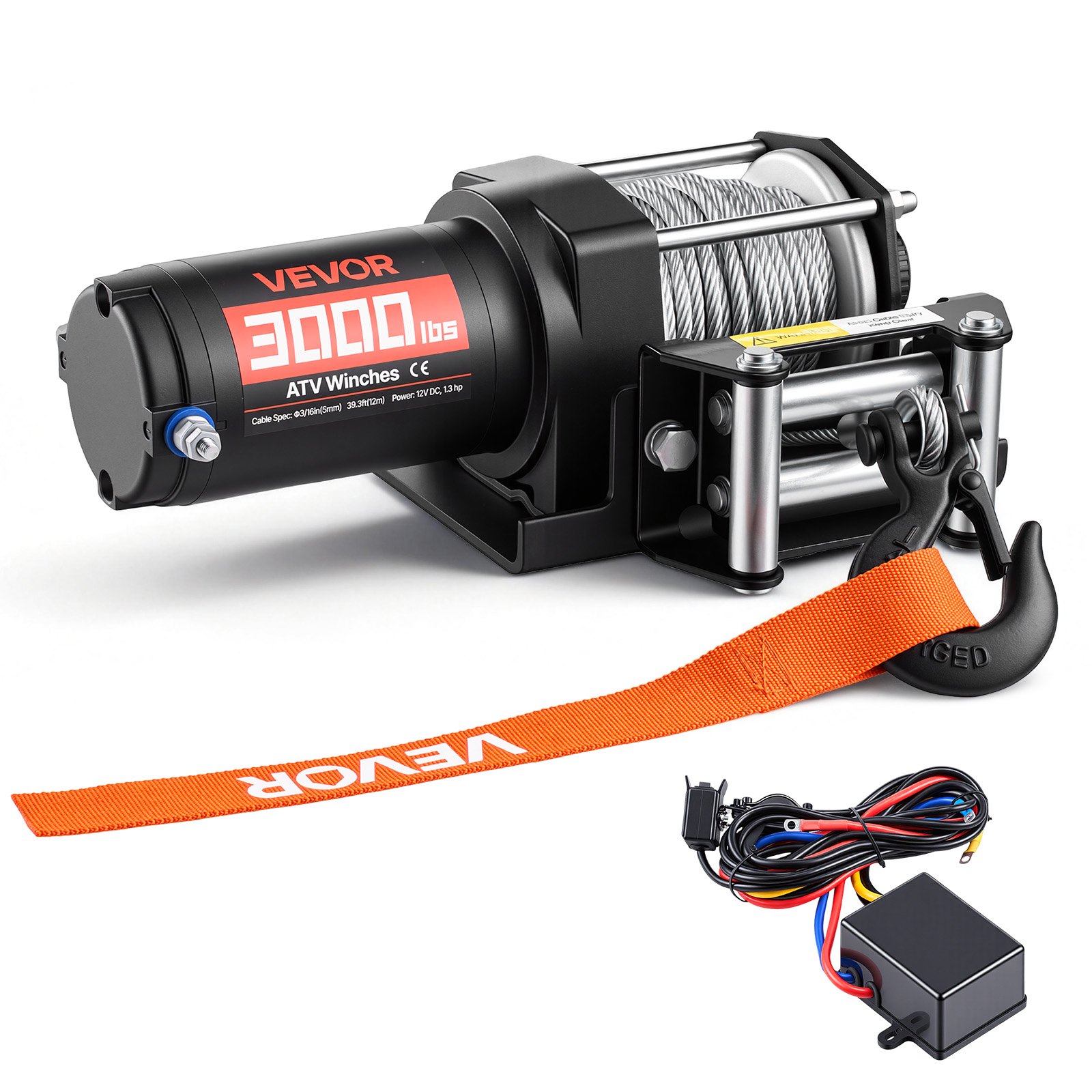 Sähkövinssi North Craft 3000lb, 1360kg, 12V, Musta
