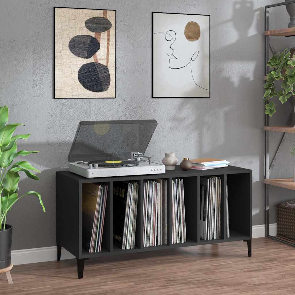 Säilytyskaappi LP-levyille musta 100x38x48 cm tekninen puu (85687)