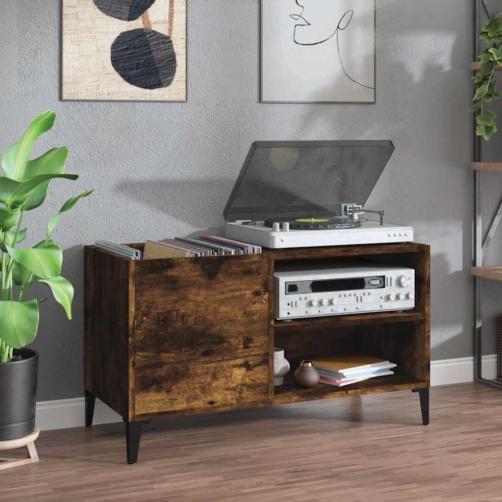Säilytyskaappi LP-levyille savutammi 84,5x38x48 cm tekninen puu (85695)