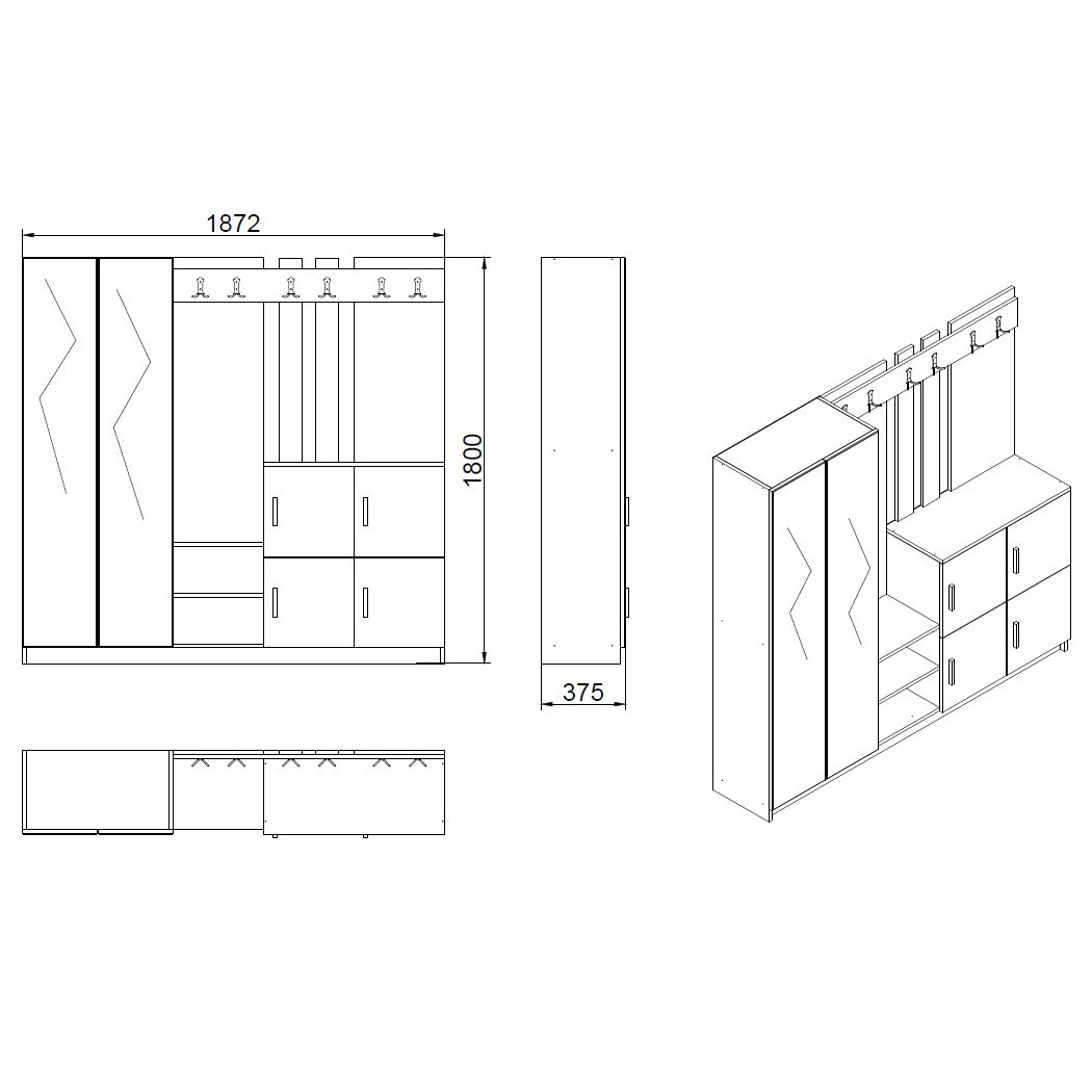 Säilytyskokonaisuus Valento Furniture DD9