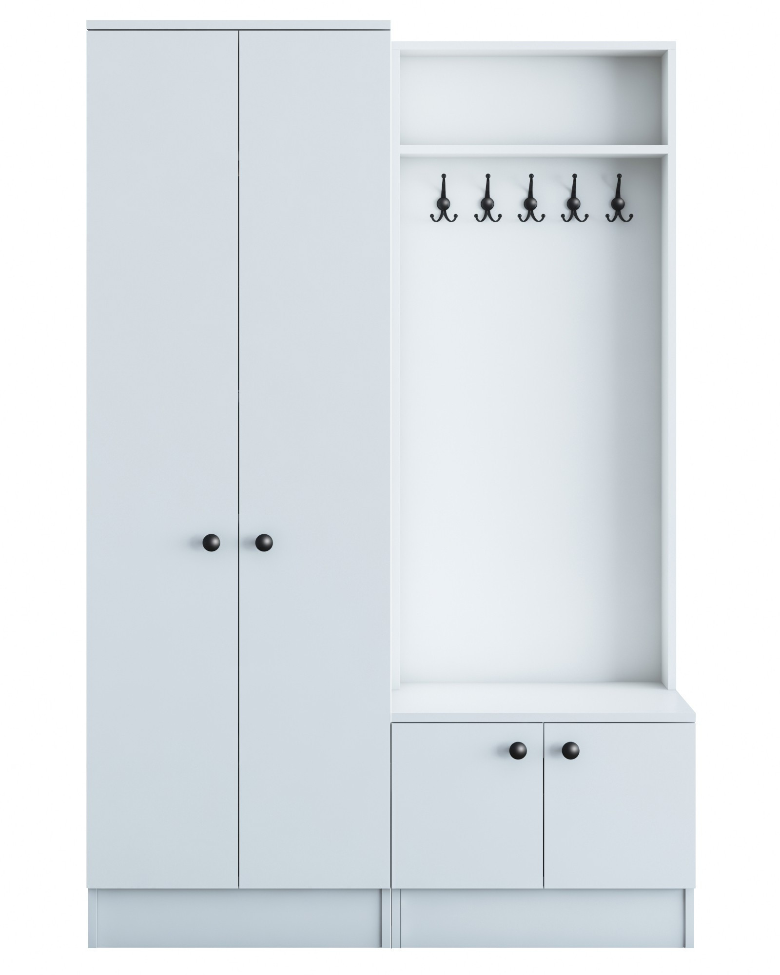 Säilytyskokonaisuus eteiseen Valento Furniture M11-1567, leveys 119.6cm, valkoinen