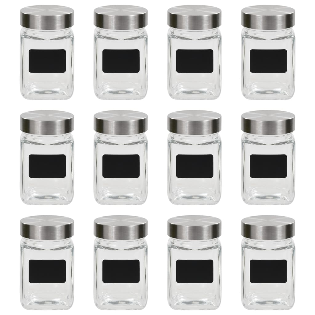 Säilytyspurkit tarroilla 12 kpl 300 ml