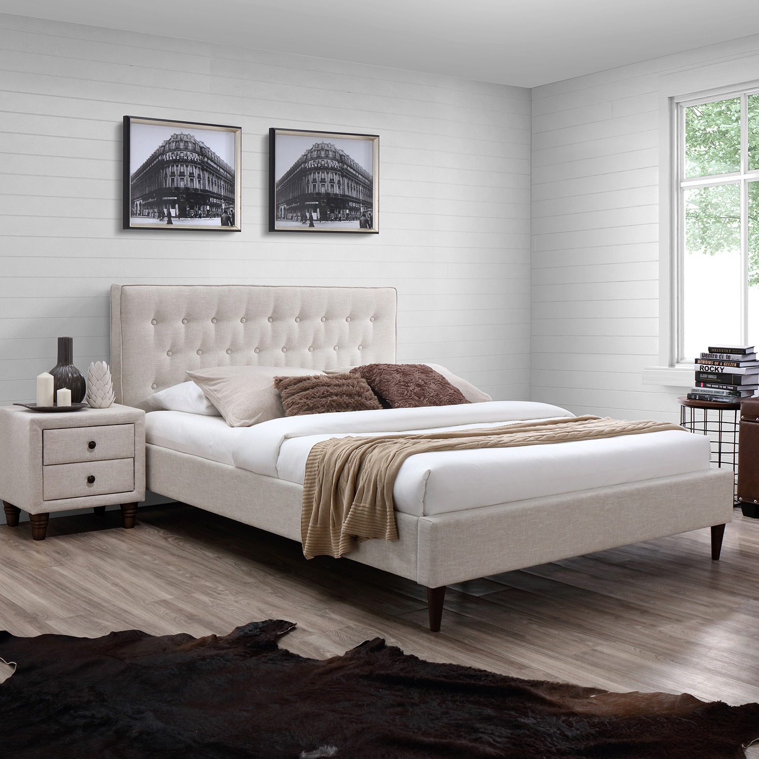Sängynrunko Home4You Emilia, 160x200cm, Beige