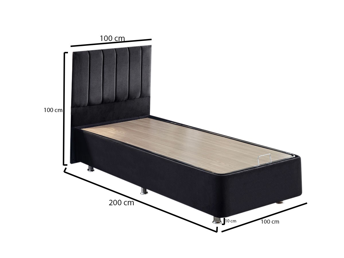 Sänkypaketti Valento Furniture Ela, päädyllä, 100x200cm, musta