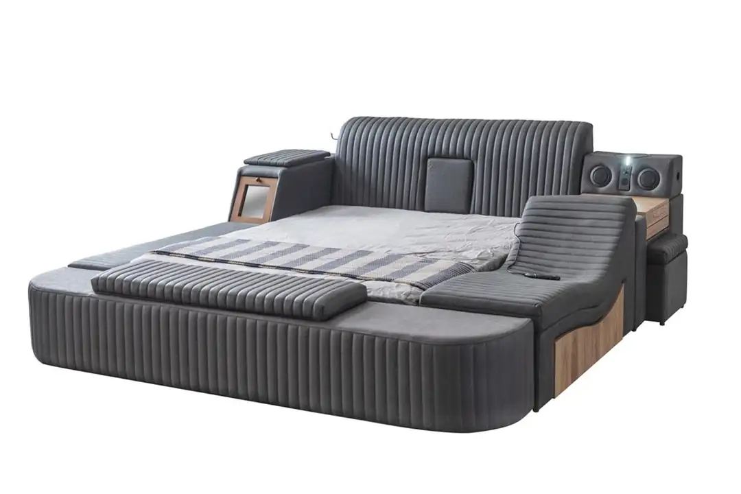 Parisänky Valento Furniture Sunline Smart, 250x290cm, hieronta, USB, äänentoisto, antrasiitti