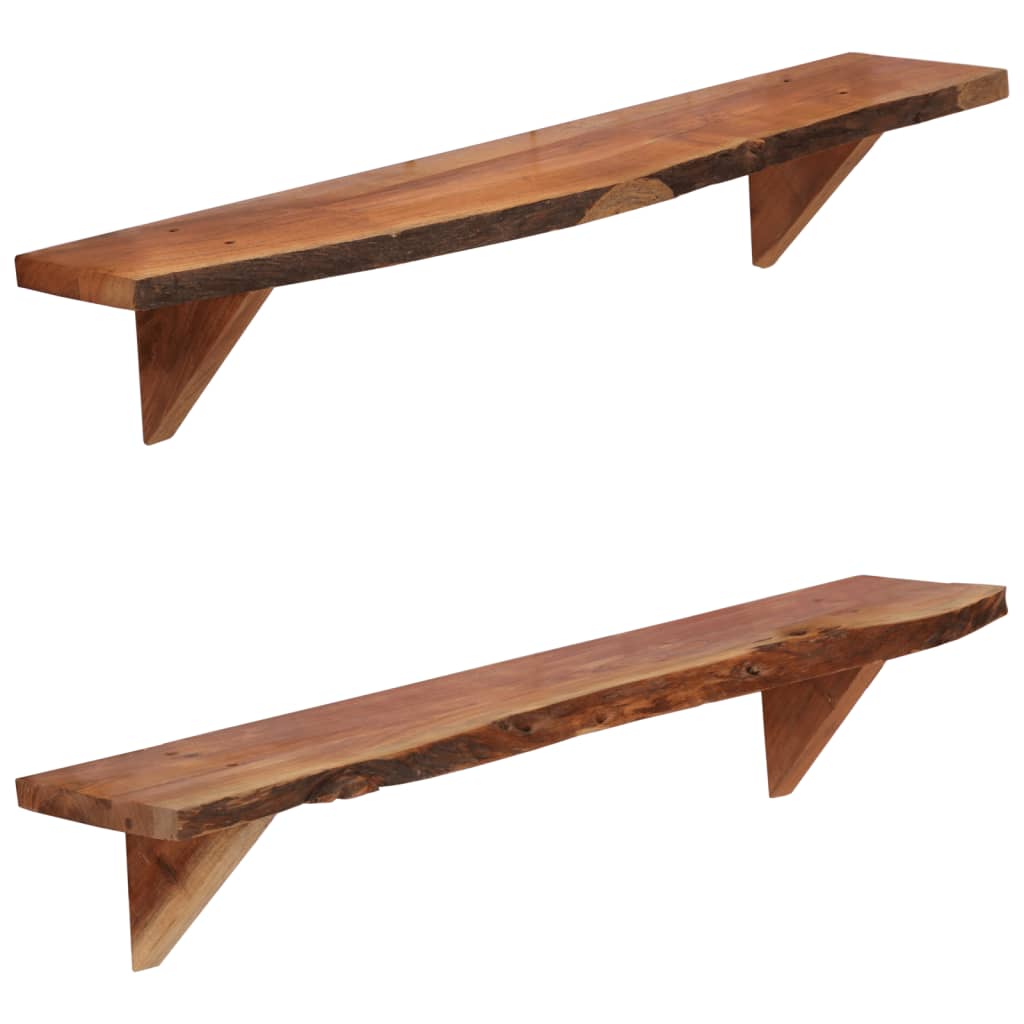 Seinähyllyt 2 kpl 90x20x16 cm kiinteä akaasiapuu