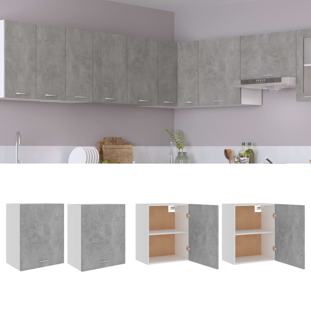 Seinäkaapit 2 kpl betoninharmaa 50x31x60 cm lastulevy
