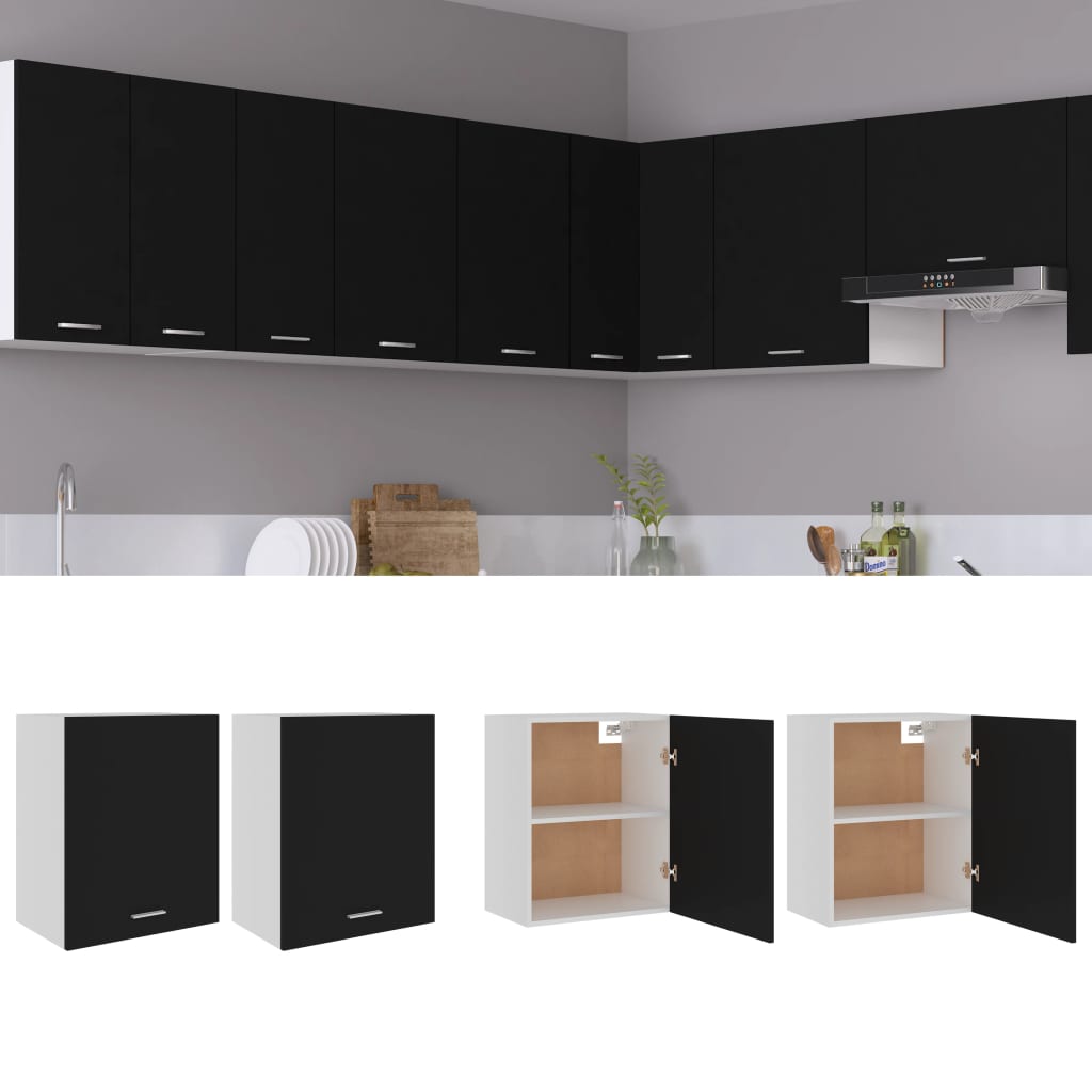 Seinäkaapit 2 kpl musta 50x31x60 cm lastulevy