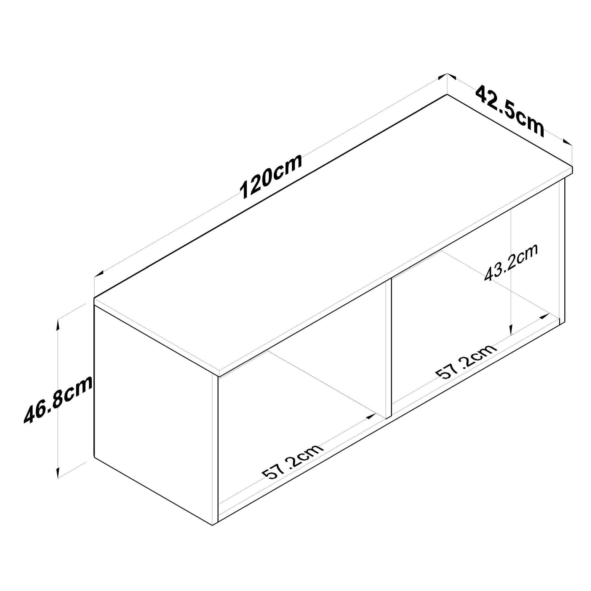 Seinäkaappi Valento Furniture BA120-2670, leveys 120cm, valkoinen/ruskea