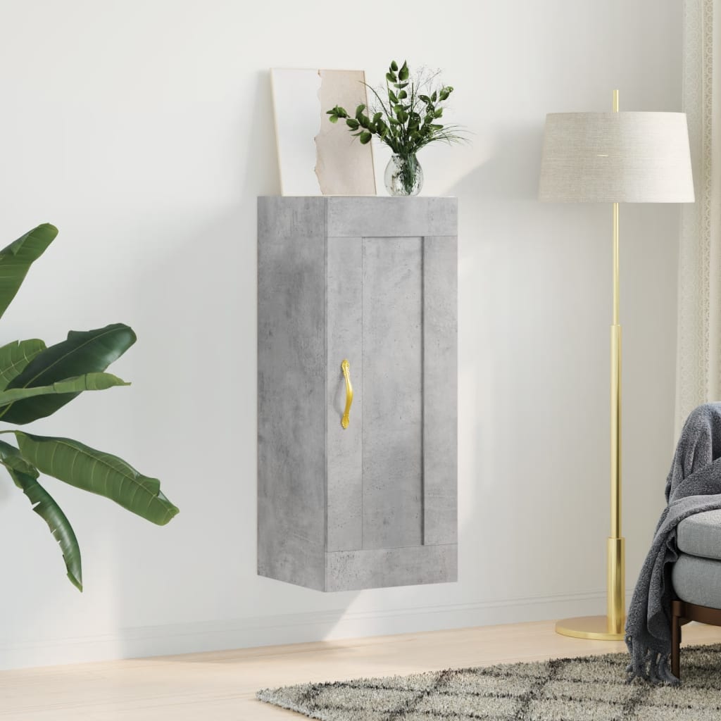 Seinäkaappi betoninharm 34,5x34x90cm tekninen puu (84919)