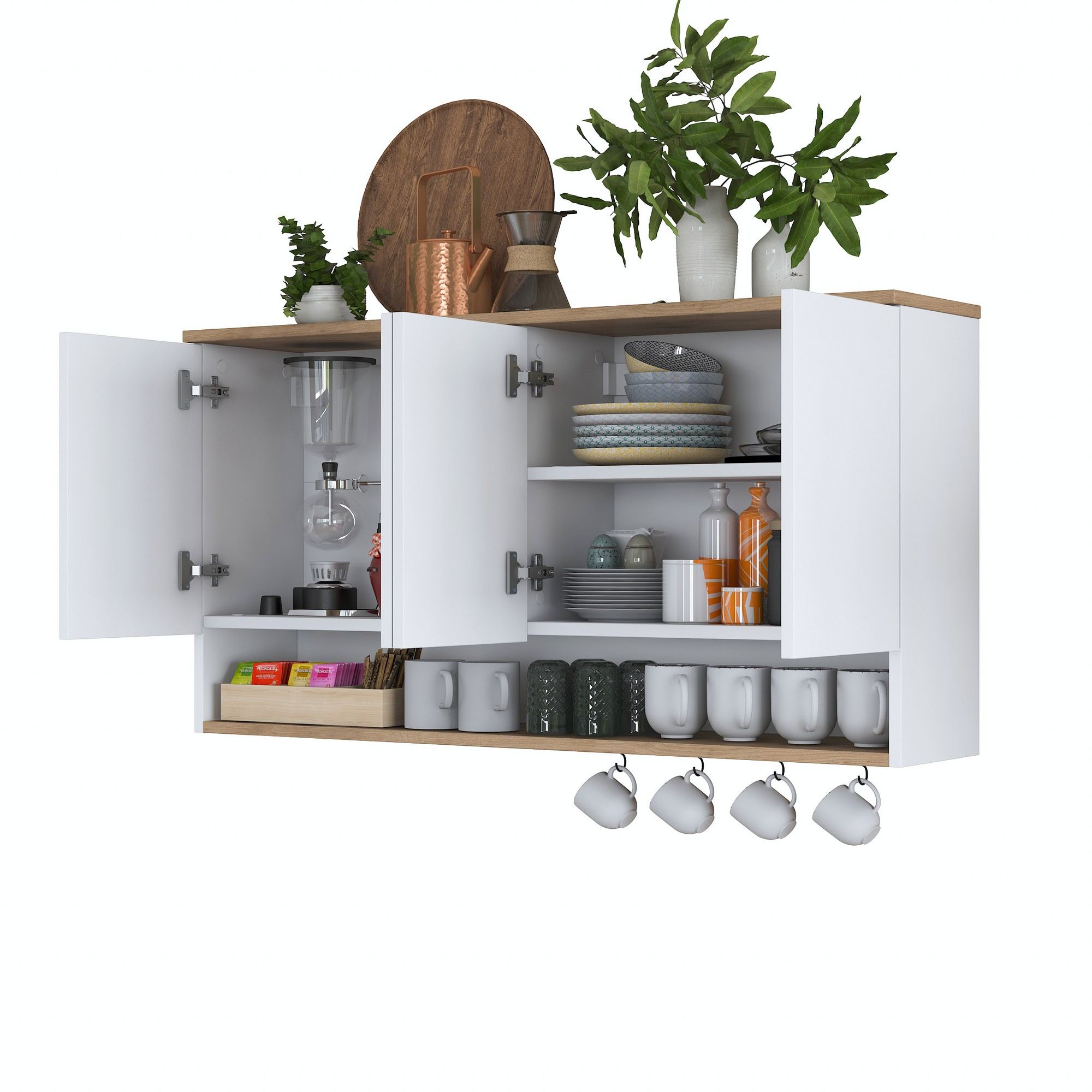 Seinäkaappi Valento Furniture JE198-3811, 120x61.8cm, ruskea/valkoinen