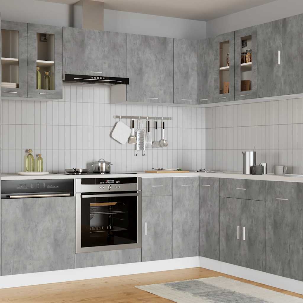 Seinäkaappi lasilla betoninharmaa 60x31x60 cm lastulevy