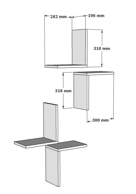 Seinähylly Valento Furniture Face, 28x31.8x19.6cm, valkoinen