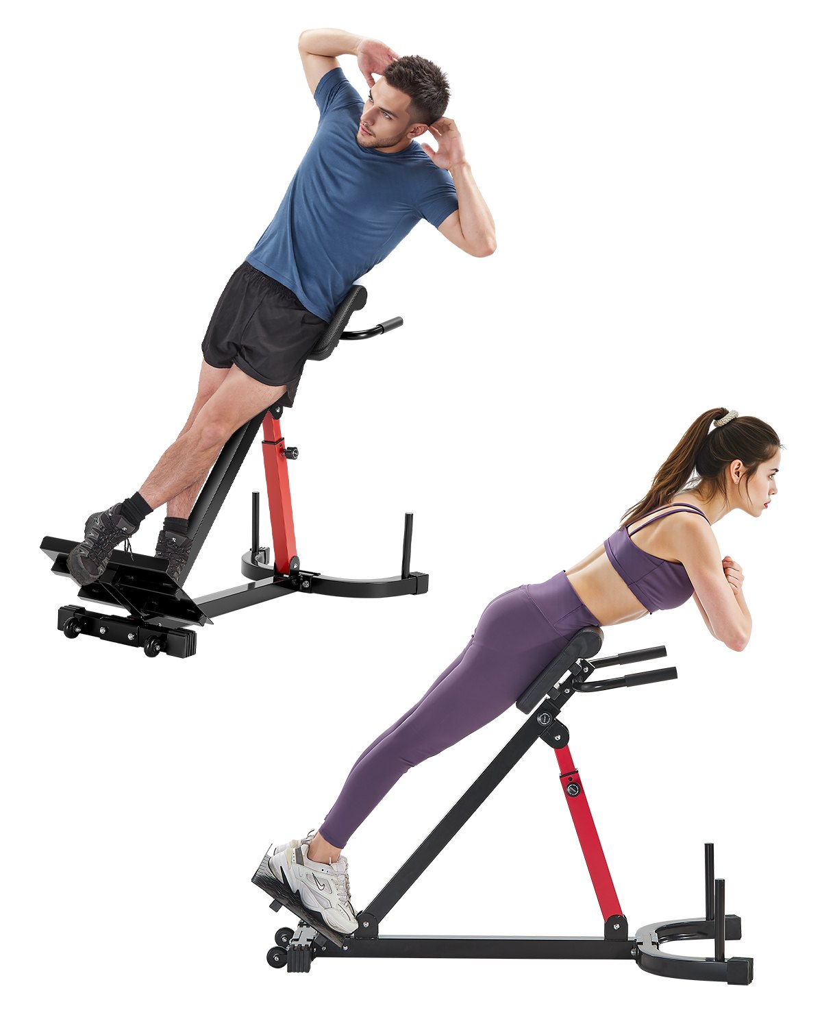 Selkäpenkki North Craft Hyperextension 5030, 88x39 cm, 158 kg, Musta/Punainen