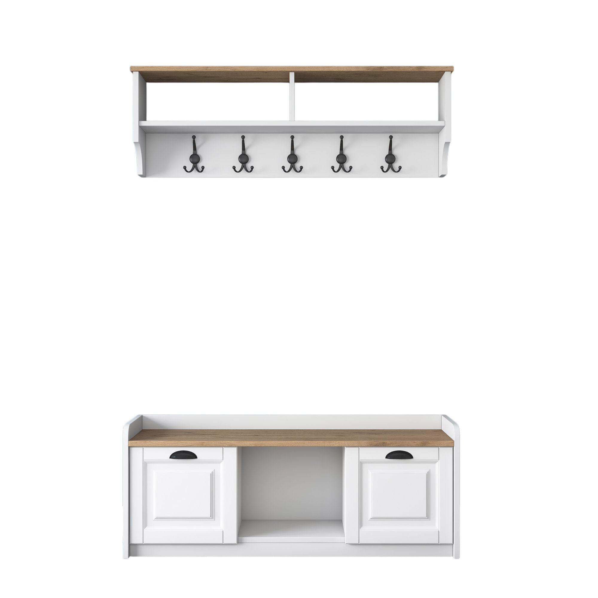 Eteiskaluste Valento Furniture P2, 120x40x45cm, Valkoinen/Pähkinä