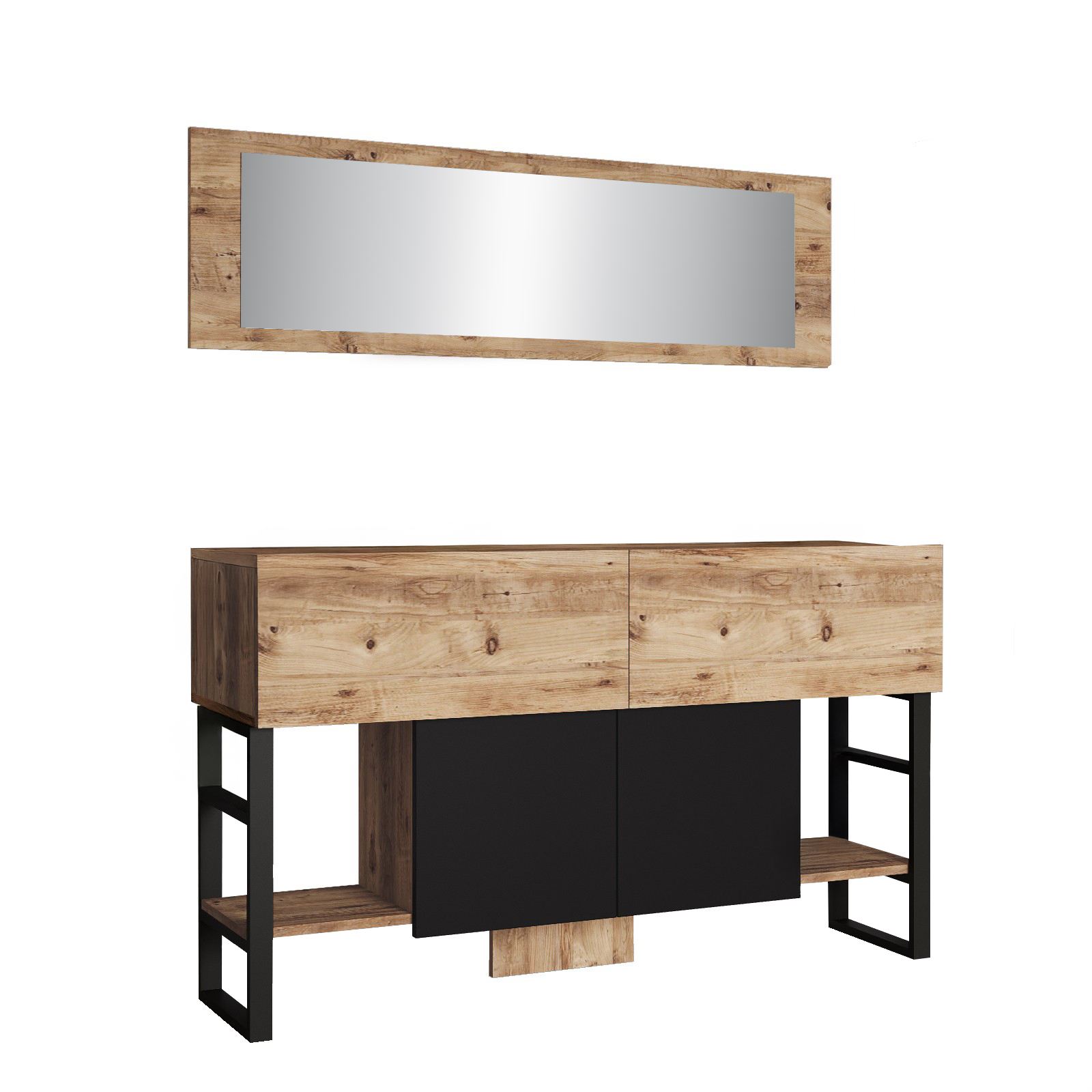 Sivupöytä ja peili Valento Furniture ML26, ruskea