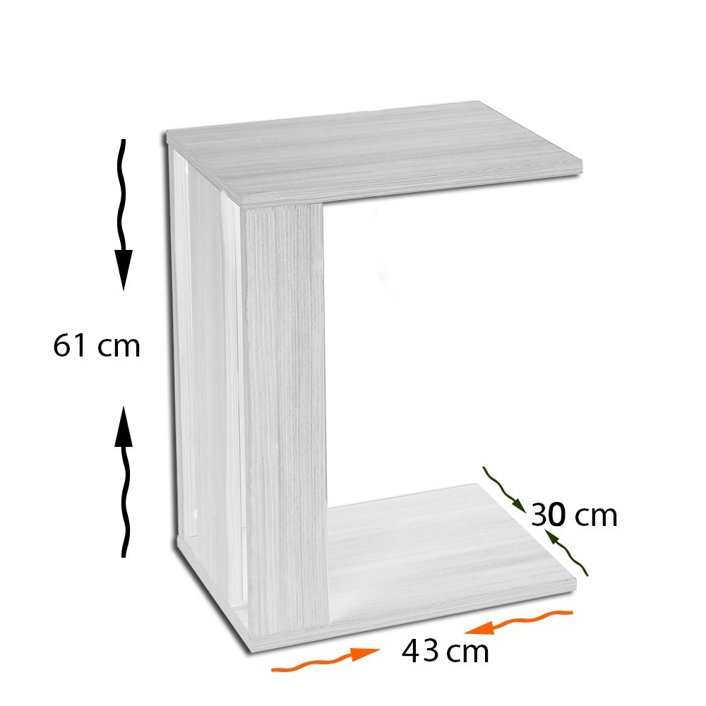 Sivupöytä Valento Furniture Pasific C, 30x43x61cm, musta
