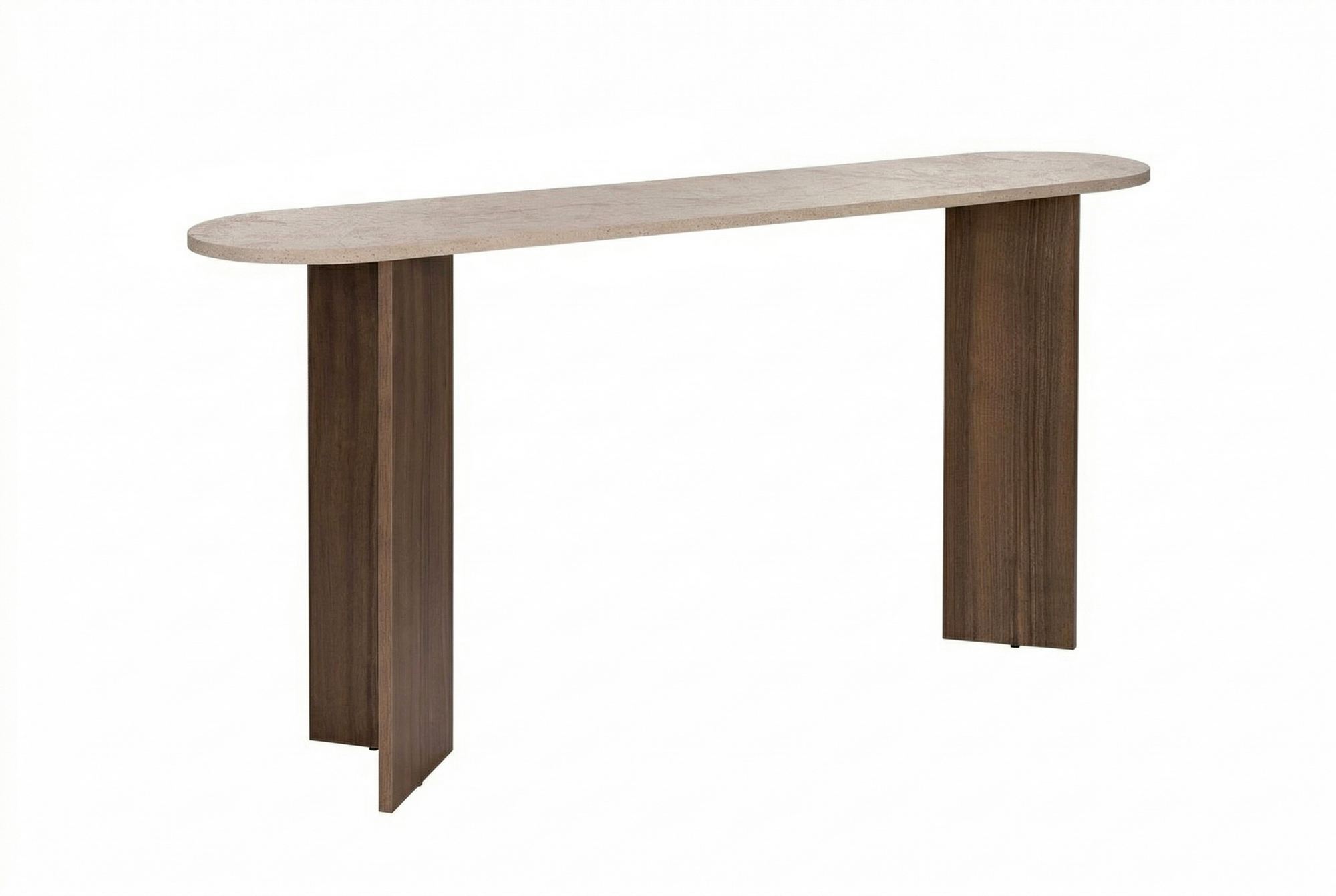 Sivupöytä Valento Furniture Sira, 75x150x35 cm, travertiini/pähkinä