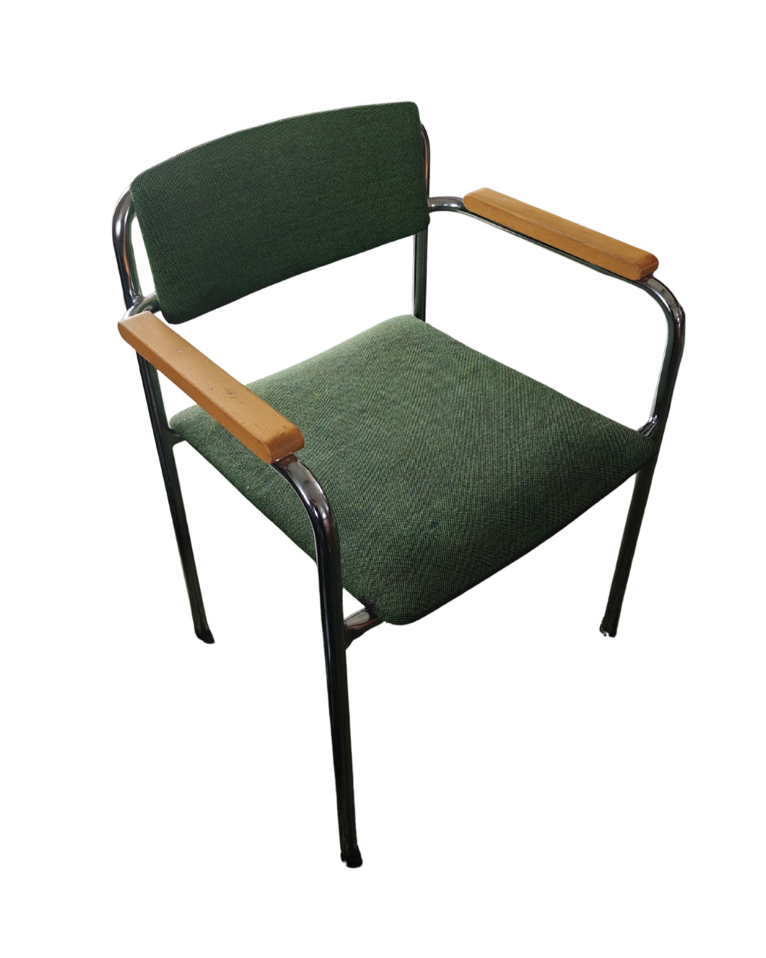 Purkuaarre Sortera ROUE, kromiputkirunkoinen tuoli, käsinojilla, vihreä