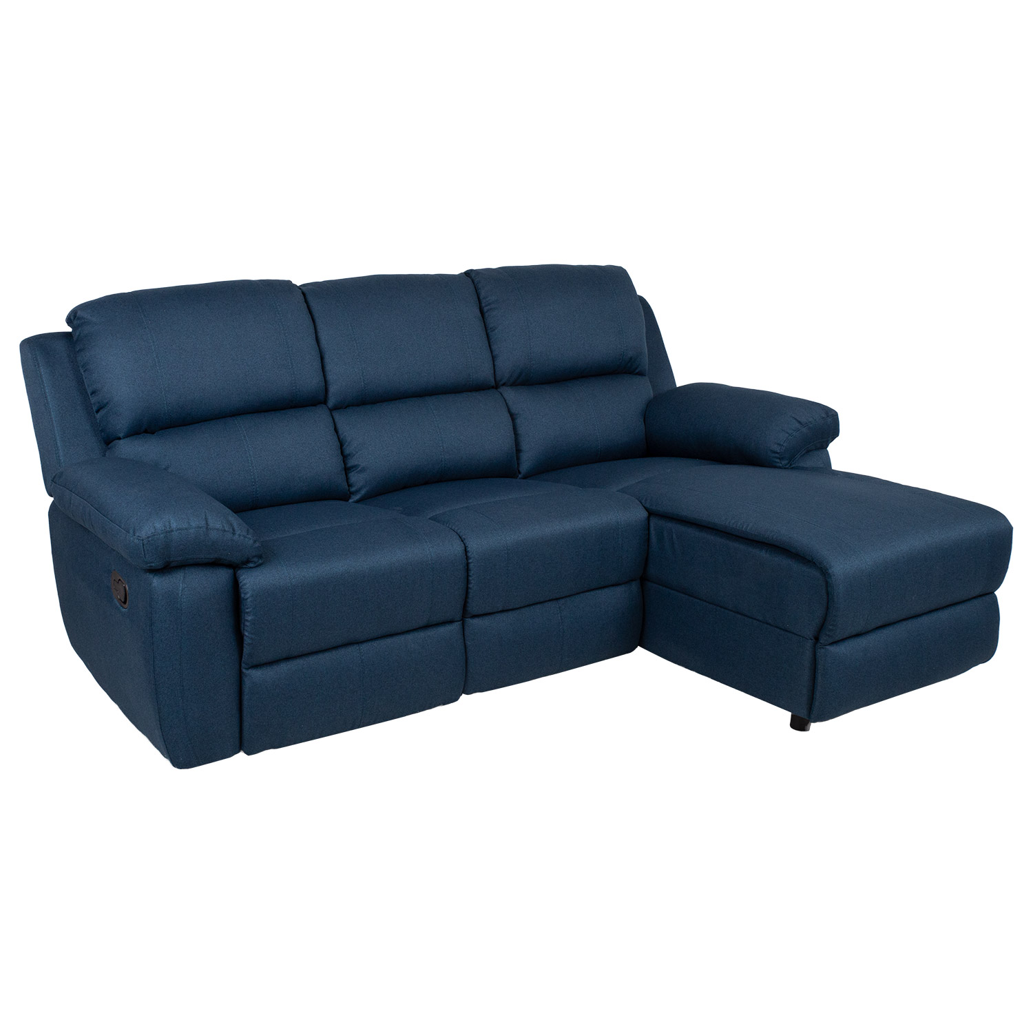 Sohva Home4You Berit Rc, 214x95/160cm, Manuaalinen Lepoistuin, 3-Istuttava, Tummansininen