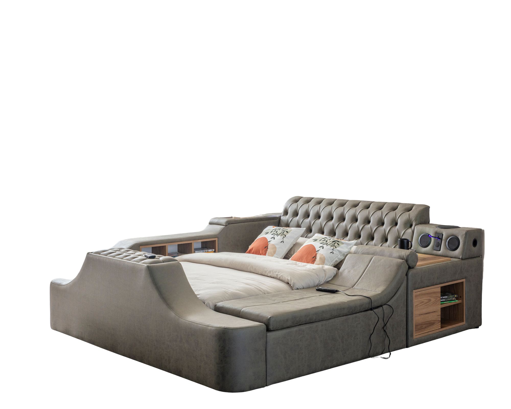 Sohva Valento Furniture Dorwatch Smart, 250x290cm, Hierontatoiminto, USB-portti, Äänentoistojärjestelmä, Ruskea