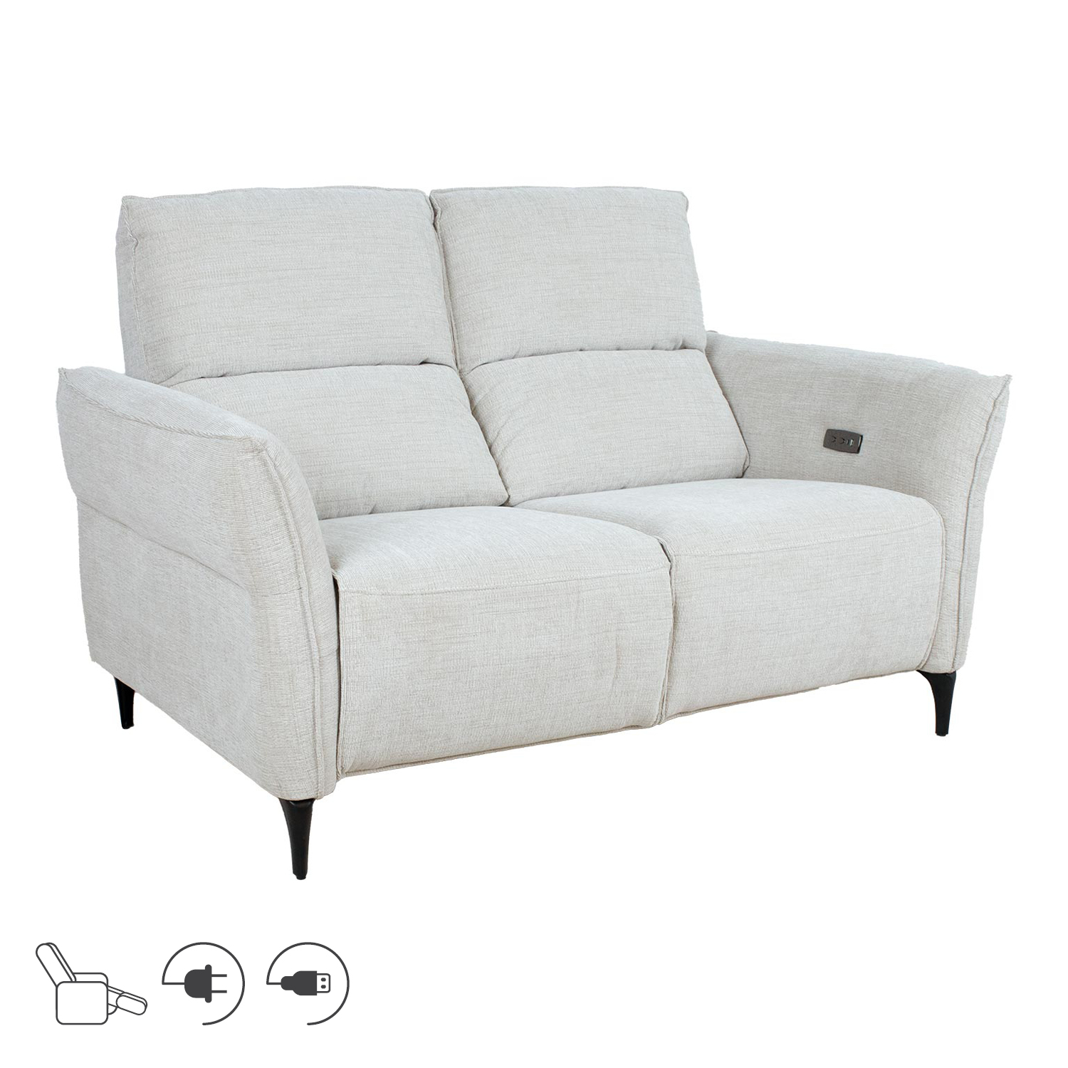 Sohva Home4You Miami, 2-Istuttava Recliner Sähkömekanismilla, Beige
